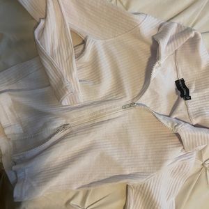 White collar double zip top